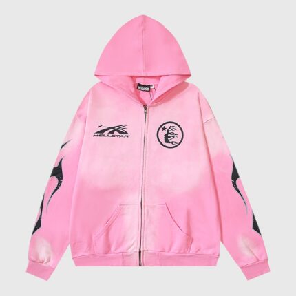 Hellstar Sports Zip-Up Hoodie Pink